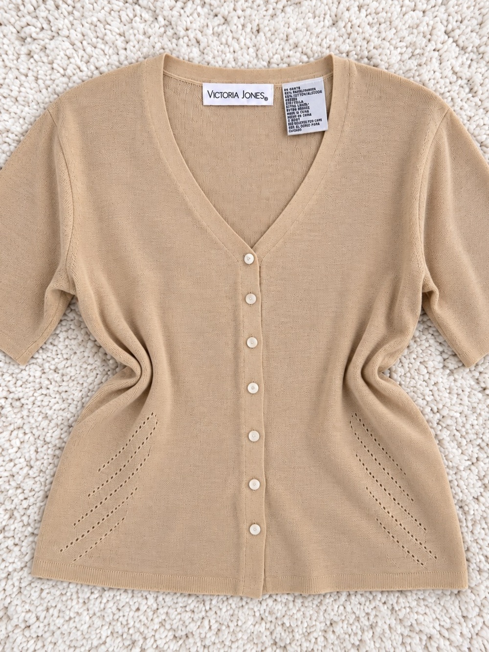 Ramie Cotton Button Cardigan Tan XL